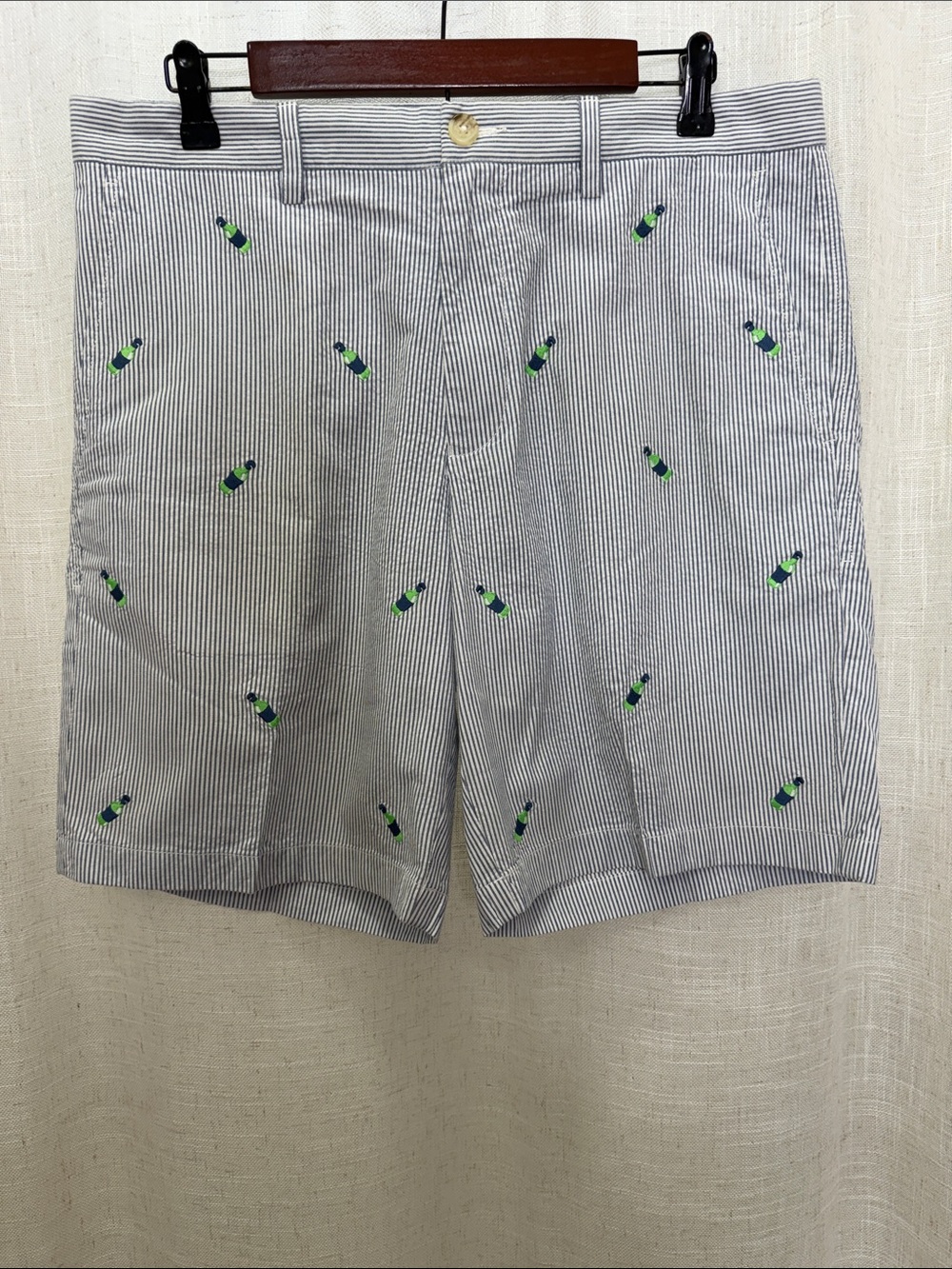 Southern Tide Striped Embroidered Bottle Pattern Shorts Size 34